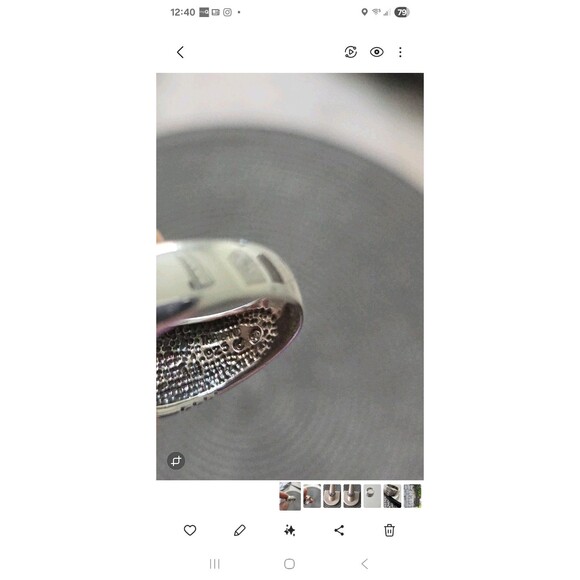 STERLING SILVER 925 WIDE GEOMETRIC OXIDIZED BLACK ROUNDED RING BAND SIZE 9.5-10 - Picture 7 of 8